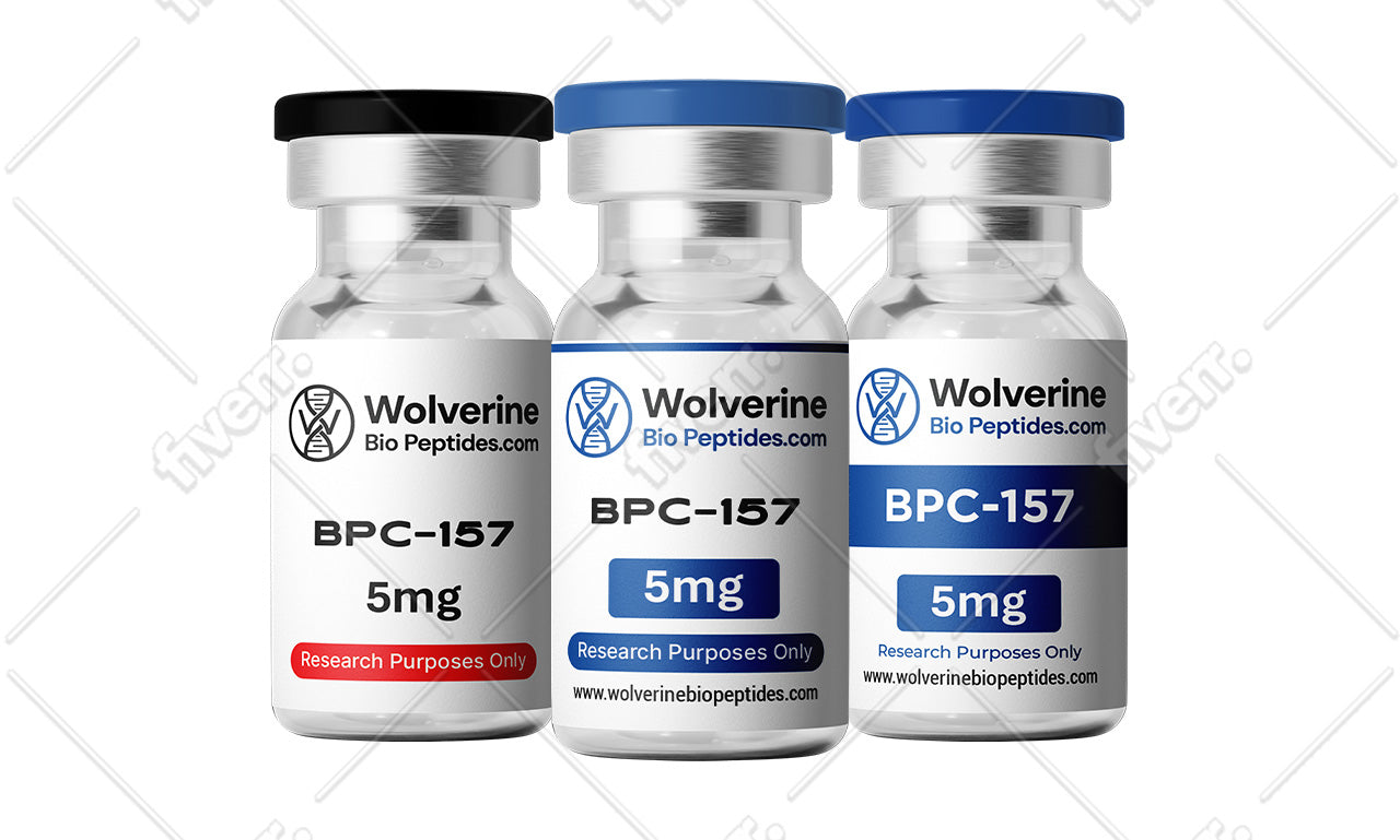 Three vials labeled 'Wolverine Bio Peptides' with 'BPC-157' on a white background.